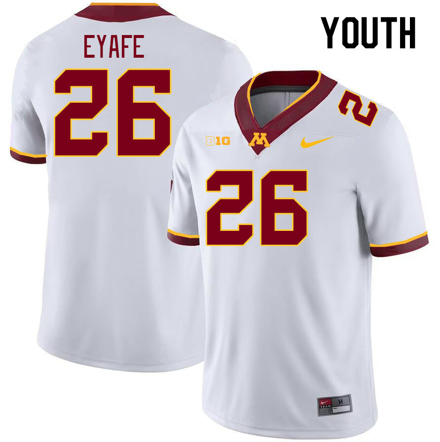 Youth #26 Oberhiri Eyafe Minnesota Golden Gophers College Football Jerseys Stitched-White